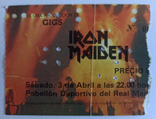 IRON MAIDEN Konzertticket im Pavillon der Sportstadt MADRID 1982