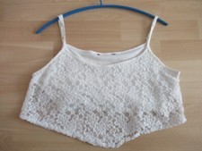 Kurzes Tanktop "ONLY" Gr. S Bauchfrei Spitze unterlegt Träger, weiß