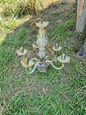 antik Lampe Lüster Kunststoff Hängelampe  Kristall Behang Perlen 70er Jahre