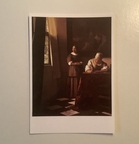 Postkarte vermeer dame - postkarte,, vermeer,
