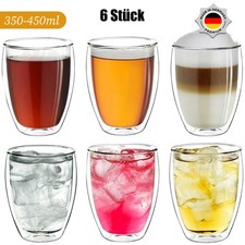6x Doppelwandgläser Borosilikatgläser Cappuccino Tassen Kaffeetassen Set 450ml