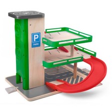 HOLZ GARAGE MIT LIFT KINDER Holzspielzeug Parkhaus Fahrzeuge Auto Zug  # 91847