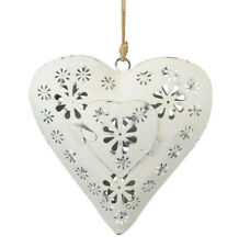 Großes Herz zum Hängen Teelichthalter Fensterdeko Windlicht Shabby Vintage GR. L