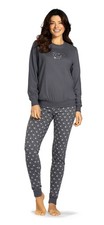 Comtessa Damen Schlafanzug Langarm Bündchen Mond Smoke