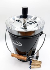 XXL Drehascher großer Aschenbecher Metall schwarz chrom ca. 27cm hoch + Hölzer