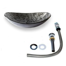A98 Glas Aufsatzwaschbecken Oval Silber Grau Badezimmer HomeLava