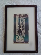 Heino Breilmann: org.Linolschnitt 8/22, signiert im Rahmen