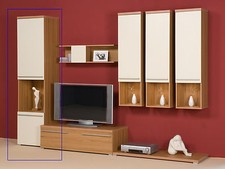 Hochschrank Seitenschrank Vitrine für Wohnwand Wohnzimmer  Kernbuche Creme