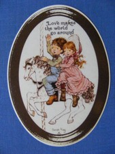 Aufkleber Sarah Kay Sticker vintage Nostalgie Mädchen Kinder alt Schaukelpferd