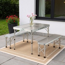 Klapptisch Wetterfest Campingtisch mit Bänken Sitzgruppe Gartentisch Falttisch