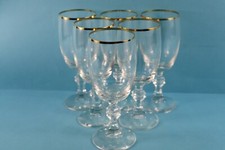 6 ALTE GLÄSER  WEINGLASER GOLDRAND SCHLICHT