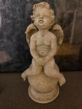 Deko-Figur/neu/Engel/Keramik/Betonoptik auf Kugel sitzend