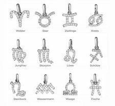 Sternzeichen Anhänger mit Zirkonia Steinen , Echt Silber/925, Juwelier Qualität