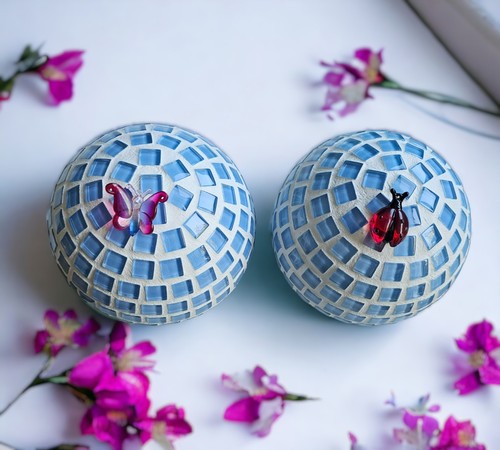 Mosaik rosenkugel blau - mosaik,