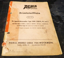 Orig.Agria Ersatzteilliste für Spezial Motormäher Type 1300 , 2300R,RL und Z