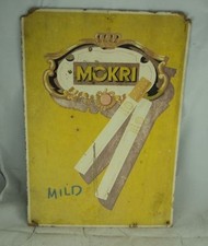 altes Reklameschild Plakat auf Holzfaserplatte Pappschild  Mokri Cigaretten