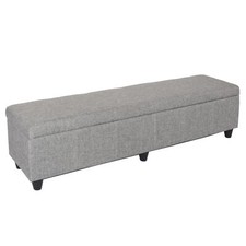 B-Ware Aufbewahrungs-Truhe Kriens XXL, Sitzbank, Stoff, 45x180x45cm, grau