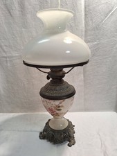 Jugendstil  Tischlampe Petroleumlampe Keramik Majolika um 1900