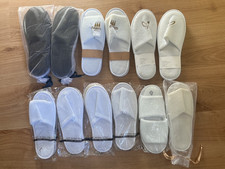 12  Frotteeslipper Hausschuhe Hotelschuhe Einwegschuhe weiß und schwarz