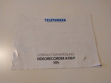 Bedienungsanleitung Telefunken Videorecorder A930 P Vhs