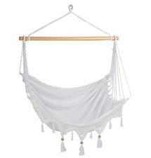 Hängekorb für Garten, Terrasse, etc. aus weißem Baumwollstoff, mit Quasten, neuw