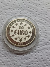 10 Euro  / Europakarte mit Sternen / Medaille Münze 1998