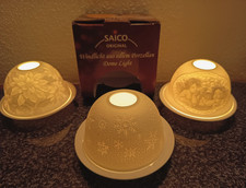 Saico Dome Light 3 x Windlicht weiß Porzellan Eisblumen Engel Weihnachten
