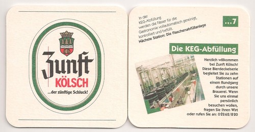 Zunft kölsch bierdeckel - zunft,
