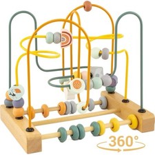 Motorikschleife Holz Holzspielzeug Perlenlabyrinth Baby Kind Spielzeug 12 Monate