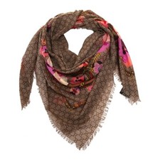 GUCCI 508797 3G200 5879 Schal Tuch mit GG Muster 140x140 Wolle Blume