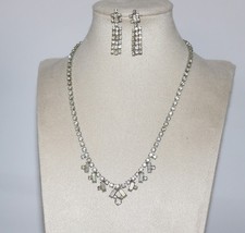 Vintage Schmuck-Set Gablonzer Strass Kette & Ohrclips