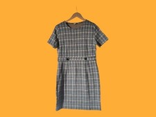 Braunes kariertes kurzarm Sommer Büro Shiftkleid von George, Gr 38