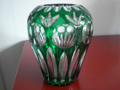 Bleikristallvase grün - ,