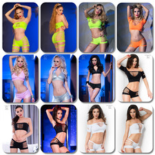 Festival Fitness Rave Party Outfit Bandeau Neckholder Crop Top Hotpants Cut Outs