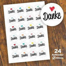 24 Aufkleber "Danke" Etikett