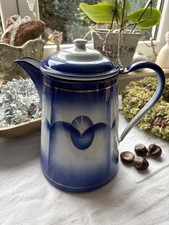 alte Emaille Schwerter Kaffeekanne blau Jugendstil Retro Shabby Chic  Emaille