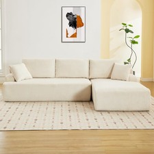 L Shaped Corduroy Sofa Cloud