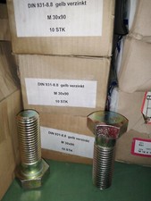 2 Sechskantschrauben mit Schaft DIN931 M30x90 %%bei Mehrfachkauf%% gelb verzinkt