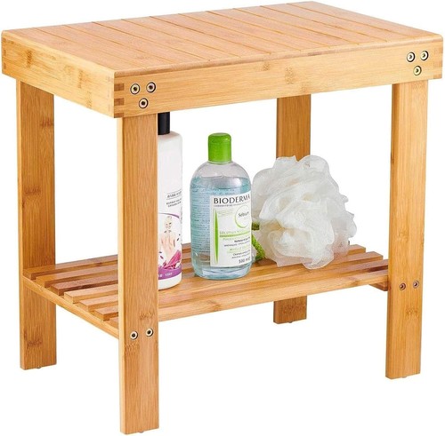 Bamboo bathroom stool seat - bathroom, stool,