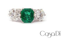 Emerald ring 2x1.0ct brilliant
