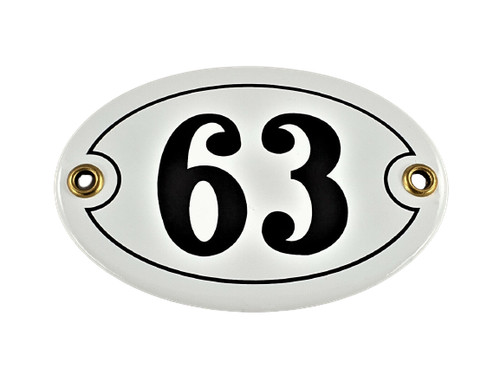 Emaille hausnummer oval - nr., 63