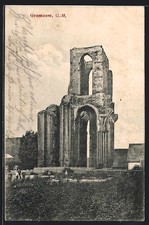 Gramzow /U.-M., Blick auf die Klosterruine, Ansichtskarte 1906 