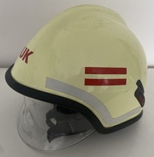 Rosenbauer Heros Feuerwehrhelm Helm mit Nackentuch & Augenschutz  Nachtleuchtend