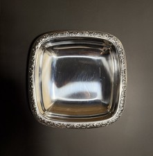 Vintage German WMF EPBrass Square Bowl With Decorative Edge