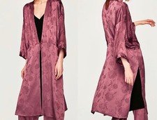 ZARA XS Jacquard Satin Kimono