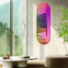 Regenbogen Wandspiegel Oval Rahmenlos Dekospiegel Irisierend Hängespiegel Modern