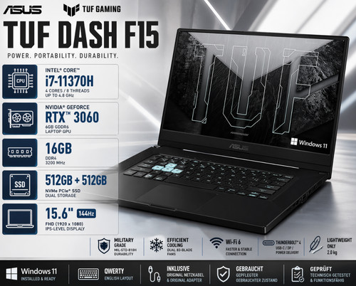 Asus tuf dash f15 - dash, 15,6"
