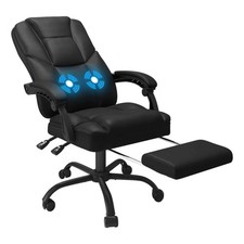 Chefsessel Bürostuhl Schreibtischstuhl Sessel Fußstütze Massage Schwarz 150kg