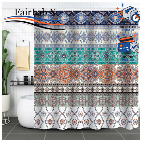 Duschvorhang blau boho - duschvorhang,