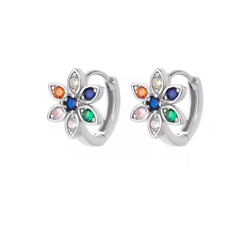 Zirkonia ohrringe blume bunt - ohrringe,
